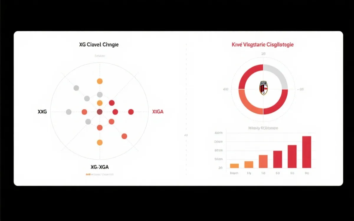 用散点图与雷达图对比两队：xG-xGA散点与关键指标雷达示意